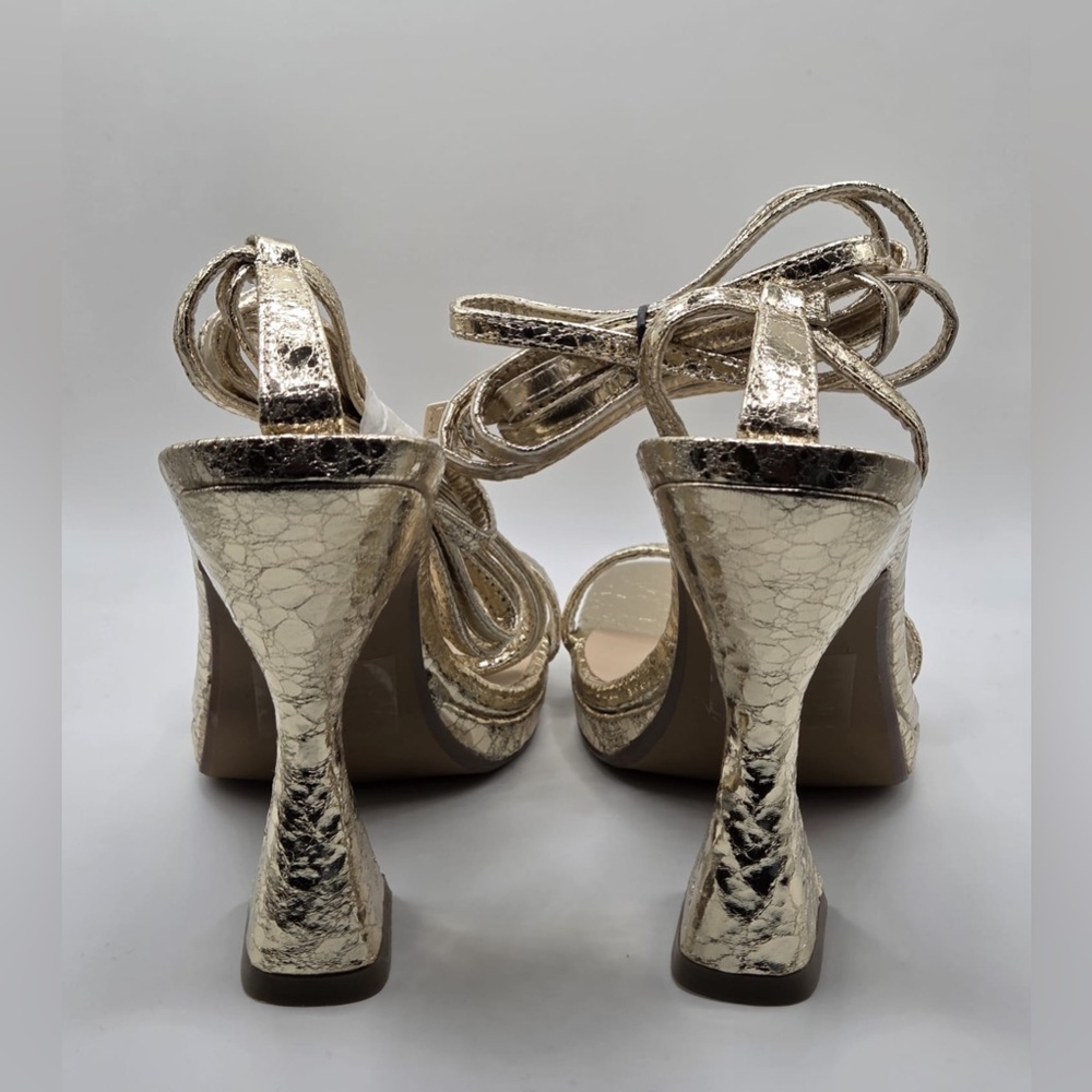 Steve Madden Gold Metallic Textured Strap Heels - Picture 5 of 6